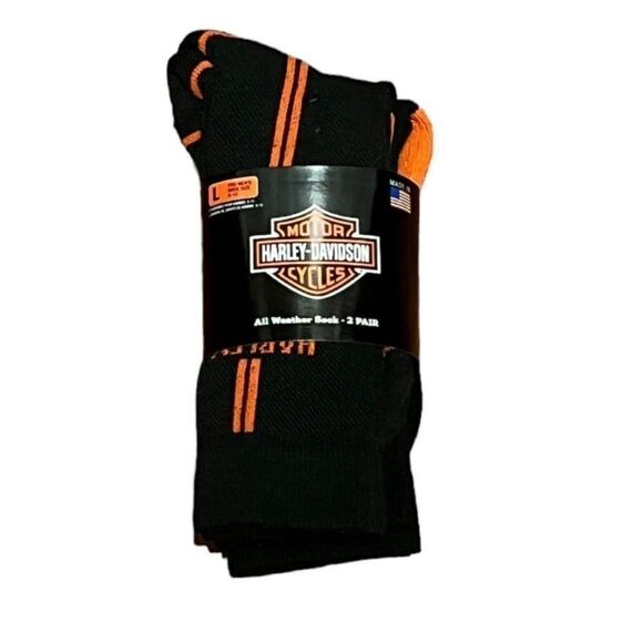 Harley-Davidson Wolverine Black And Orange All Weather Crew Socks, Size L, NWT - Picture 1 of 5